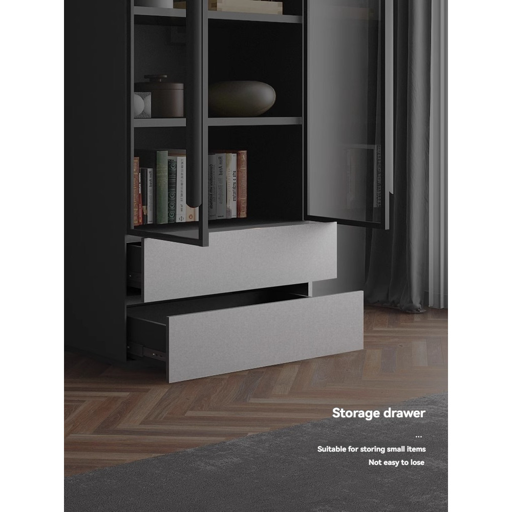 [Pre-order]  Nordic casement glass door bookcase, modern minimalist filing cabinet, economical free combination storage cabinet-Smart-Living