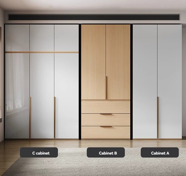 [Pre-order]  Home bedroom simple modern flat door four doors five door combination finished product storage wardrobe-Smart-Living
