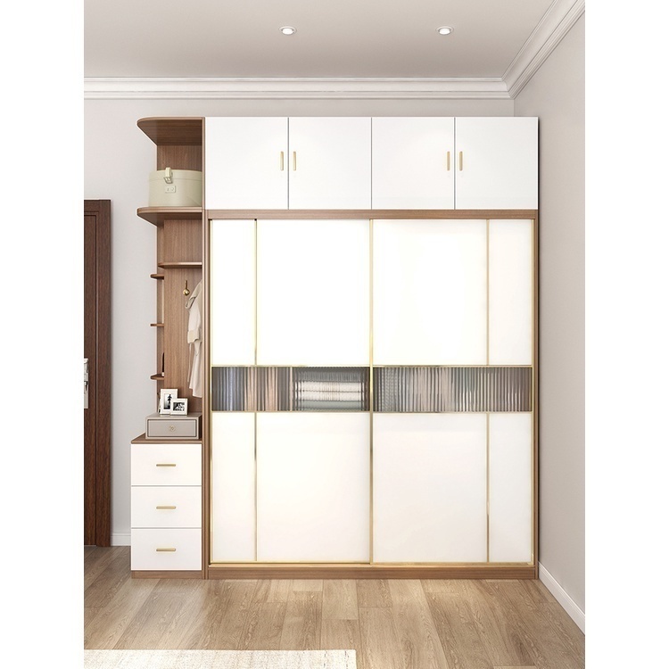[Pre-order]  Solid Wood Sturdy Storage Cabinet Combination for Household Bedroom - Modern and Minimalist Bedroom Sliding Door Wardrobe - Internet Popular Style-Smart-Living