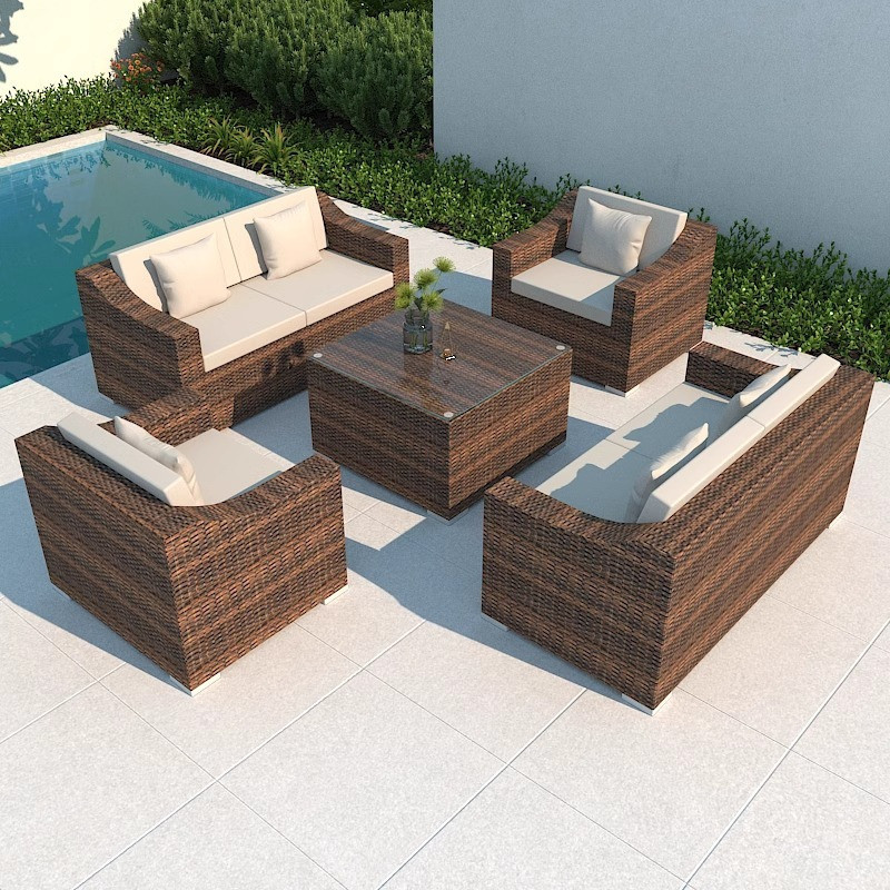 [Pre-order]  Outdoor Sofa Courtyard Terrace Balcony Three-person Leisure Living Room Combination Rattan Outdoor Rattan Chair Rattan-Smart-Living