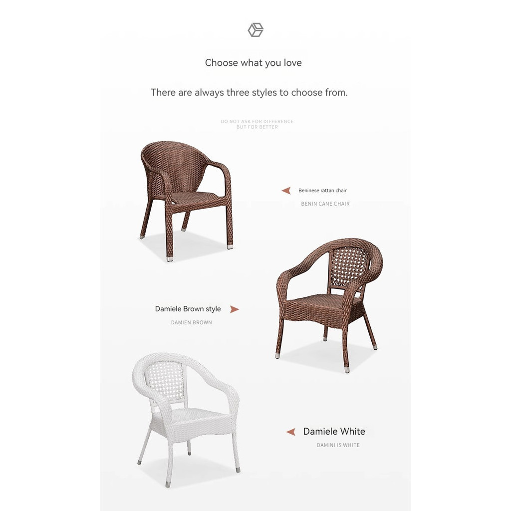 [Pre-order]  Purple Leaf Terrace Table and Chair Combination Leisure Outdoor Backchair Balcony Vine Chair Garden Vine Weaving Teng-Smart-Living