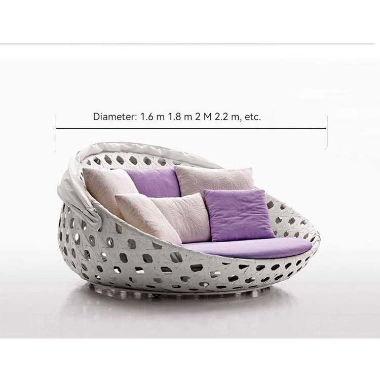 [Pre-order] Internet celebrity ins rattan woven large round bed, double rattan bed, outdoor furniture, balcony rattan bed, homestay,-Smart-Living