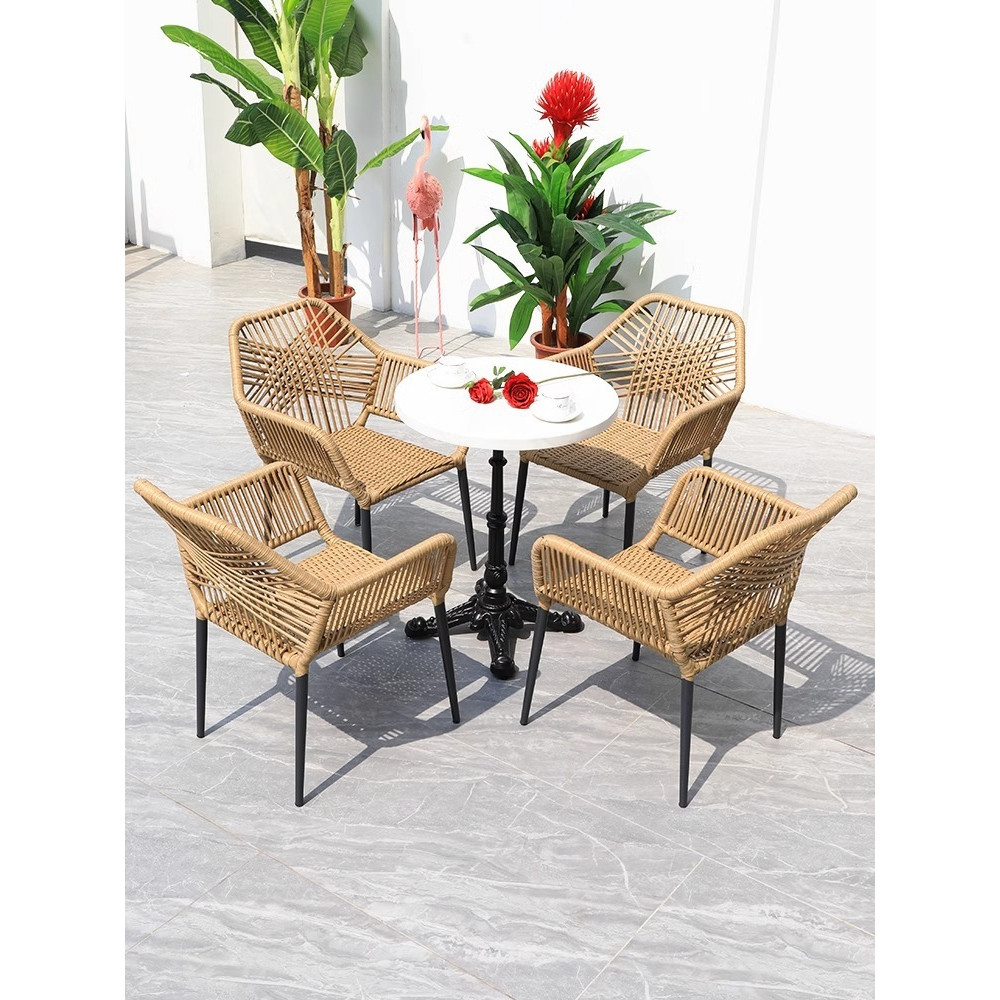 [Pre-order]  Outdoor tables and chairs, simple tables and chairs in North Ouyang Terrace, courtyard, leisure rattan weaving-Smart-Living