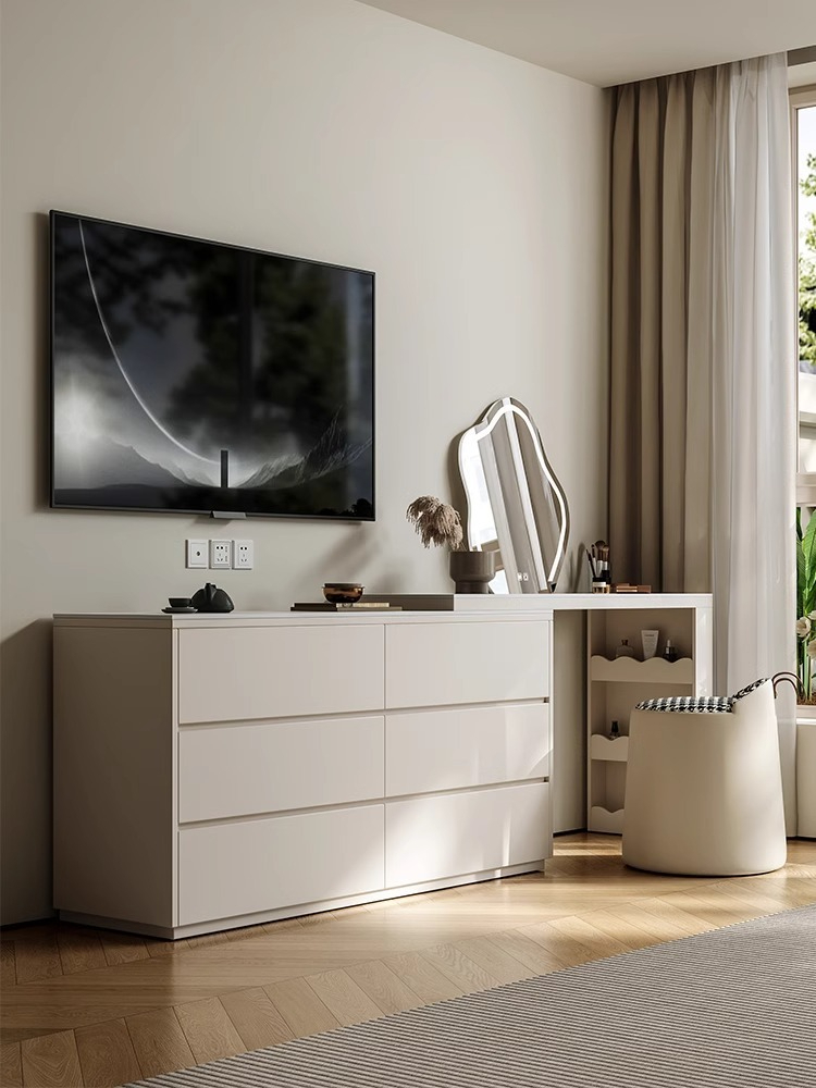 [Pre-order]  Rock panel dressing table bedroom modern simple small apartment retractable makeup table bed tail cabinet bucket cabinet storage cabinet one-Smart-Living