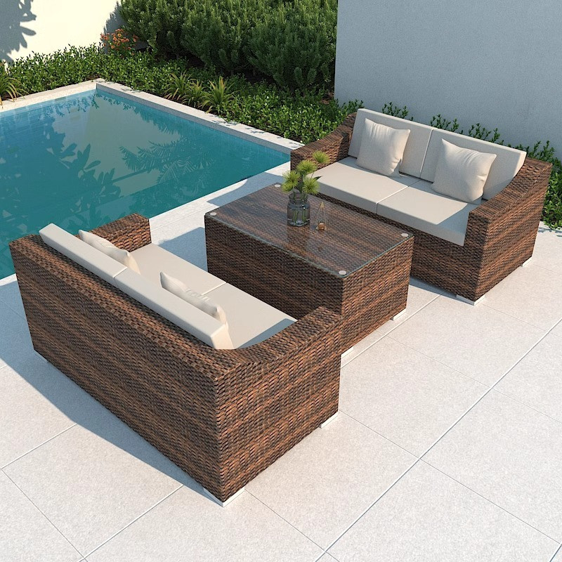 [Pre-order]  Outdoor Sofa Courtyard Terrace Balcony Three-person Leisure Living Room Combination Rattan Outdoor Rattan Chair Rattan-Smart-Living