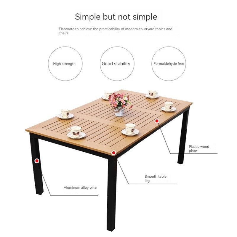 [Pre-order]  Nordic minimalist leisure tables and chairs, outdoor courtyard, garden, rattan chairs, outdoor plastic wood tables-Smart-Living