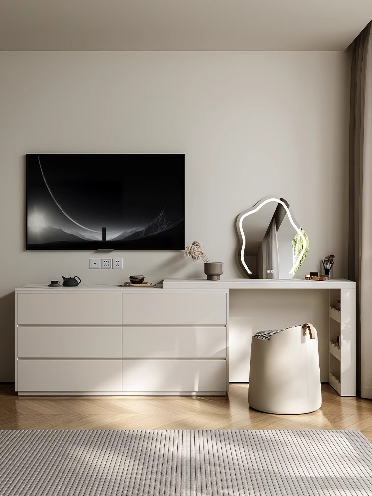 [Pre-order]  Rock panel dressing table bedroom modern simple small apartment retractable makeup table bed tail cabinet bucket cabinet storage cabinet one-Smart-Living