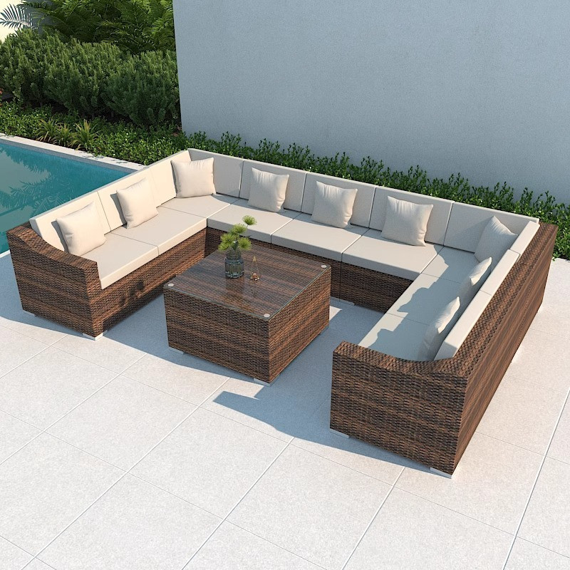 [Pre-order]  Outdoor sofa for courtyard, terrace, balcony, three-person leisure living room combination, made of rattan-Smart-Living