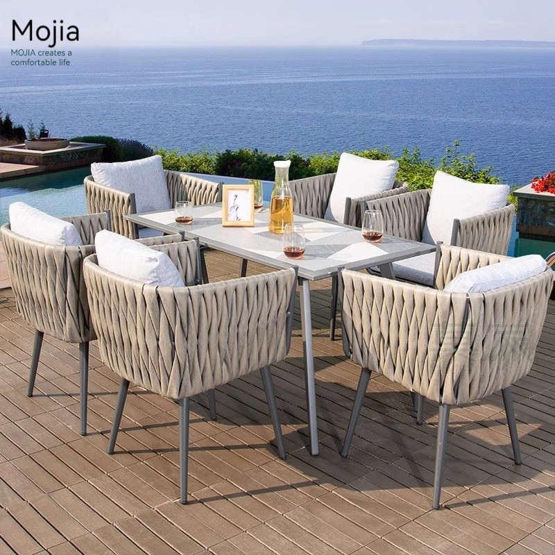 [Pre-order] Mojia Nordic Outdoor Table and Chair Garden Light Luxury Net Red Balcony Tea Table and Chair Combination Vine Chair-Smart-Living