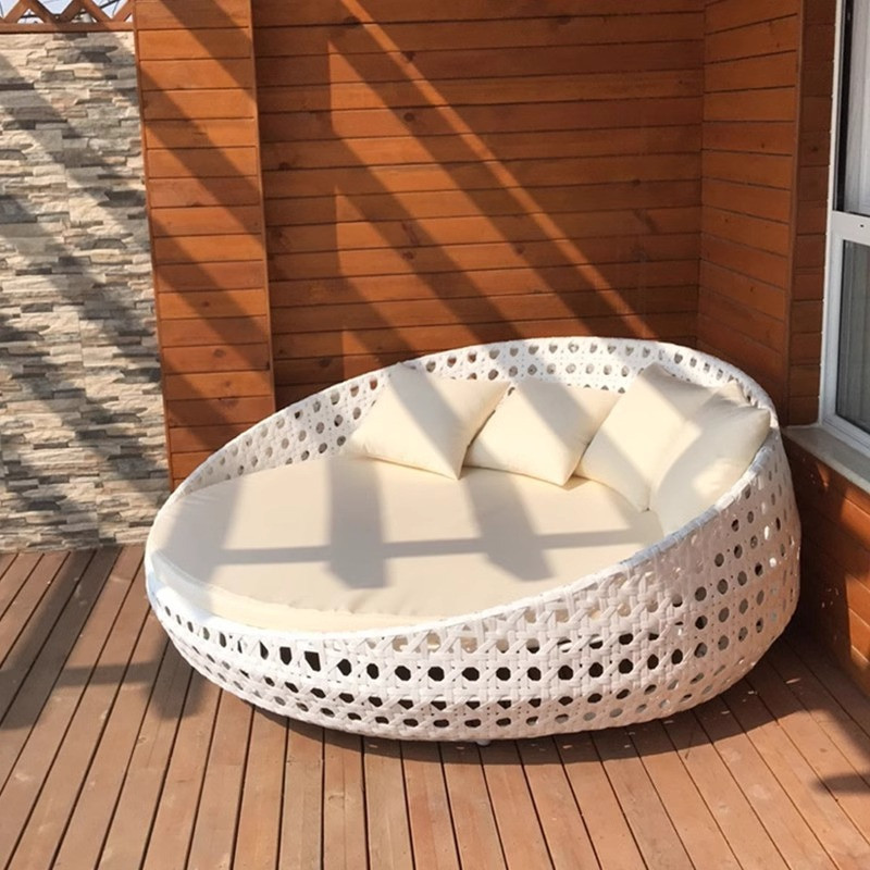 [Pre-order] Internet celebrity ins rattan woven large round bed, double rattan bed, outdoor furniture, balcony rattan bed, homestay,-Smart-Living