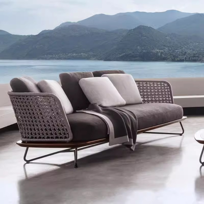 [Pre-order]  Nordic Outdoor Leisure Vine Weaving Sofa Designer Solid Wood High end Villa Garden Terrace Waterproof Sofa Chair-Smart-Living