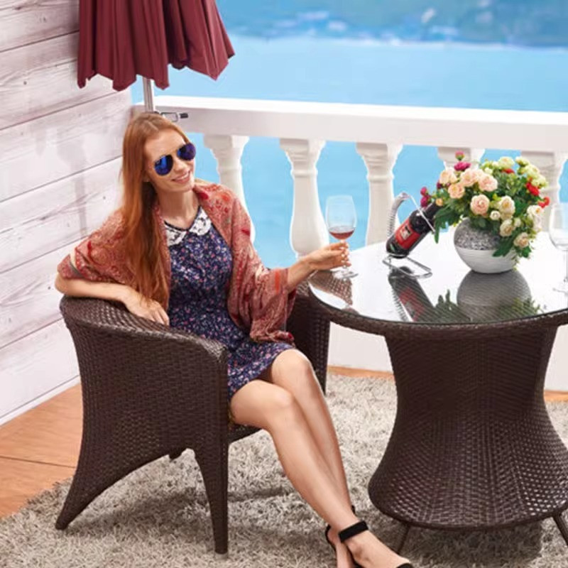 [Pre-order]  Purple Leaf Outdoor Leisure Table and Chair Outdoor Coffee Shop Leisure Chair Iron Art Vine Weaving Table and Chair-Smart-Living