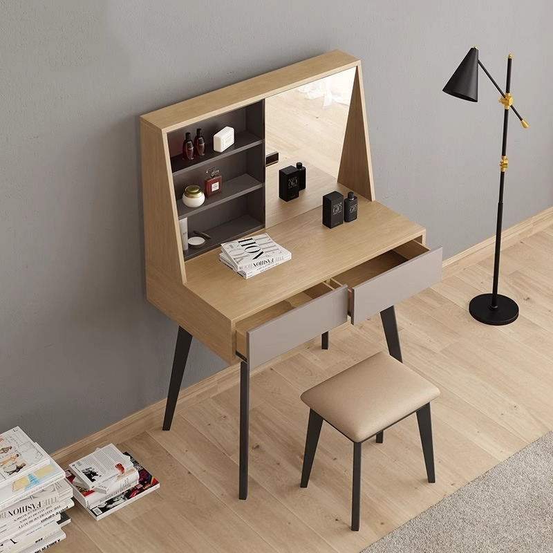 [Pre-order]  Modern simple dressing table network red ins wind bedroom small unit Nordic multi-functional makeup table storage cabinet-Smart-Living