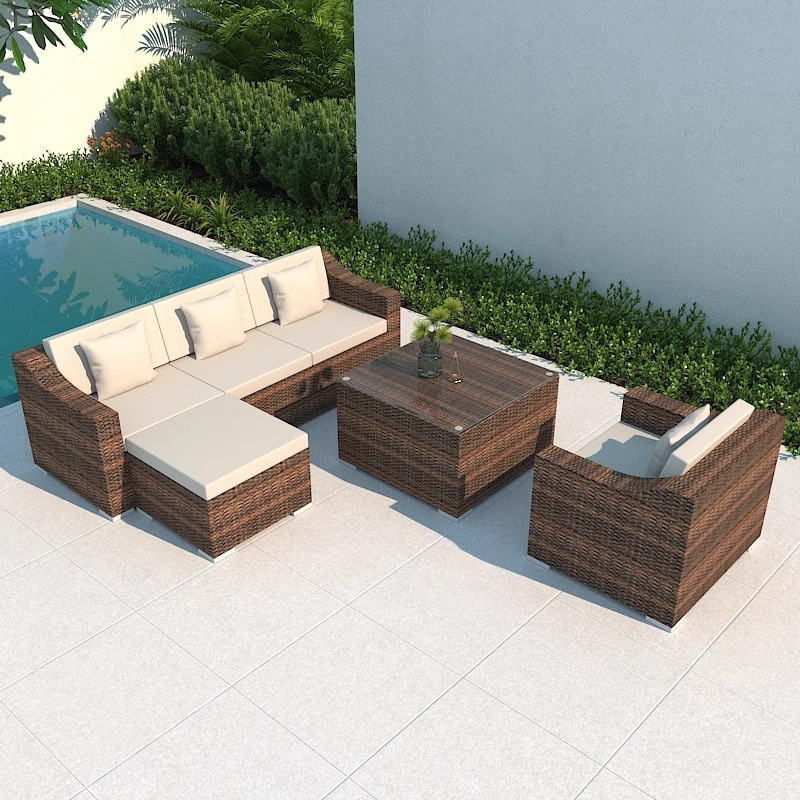 [Pre-order]  Outdoor sofa for courtyard, terrace, balcony, three-person leisure living room combination, made of rattan-Smart-Living