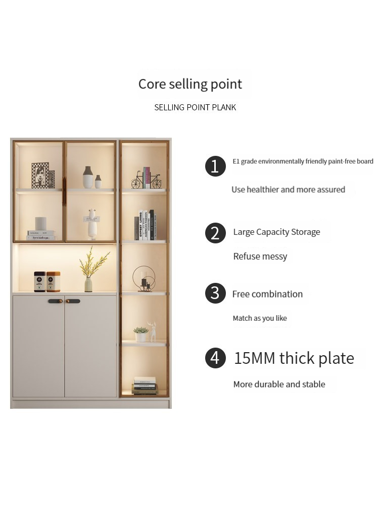 [Pre-order] Nordic Glass Door Full Wall Bookcase, Simple and Modern, with Doors, Storage Shelves, and Floor-standing Study Background Wall, Large Bookshelf.-Smart-Living