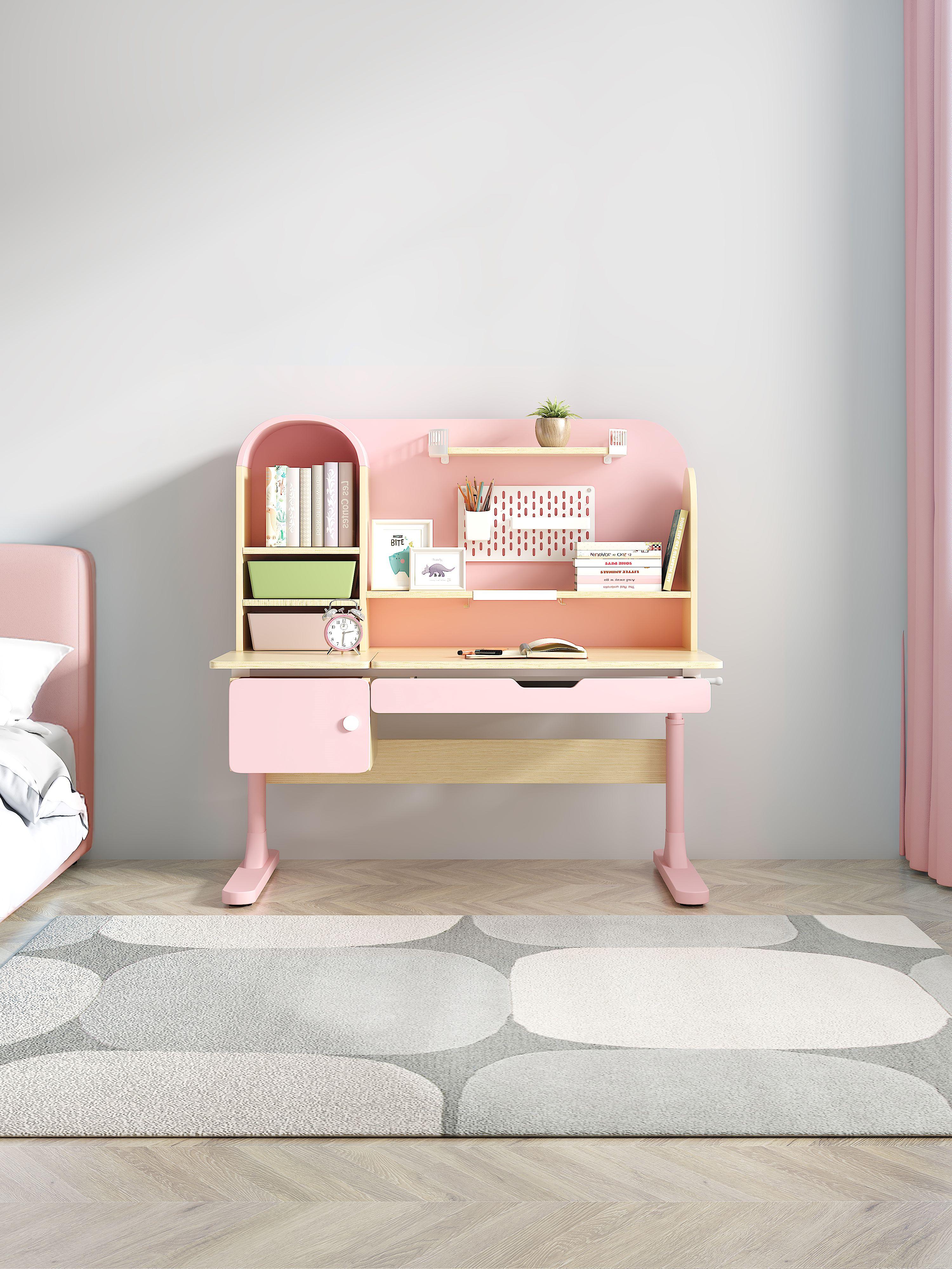 [Local Stock] Children Study Tables & Chairs, Pink Set-Smart-Living