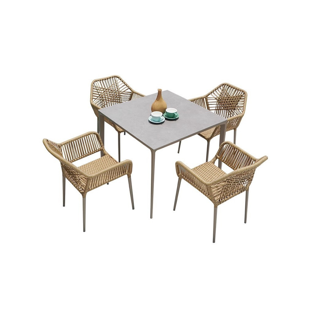 [Pre-order]  Outdoor tables and chairs, simple tables and chairs in North Ouyang Terrace, courtyard, leisure rattan weaving-Smart-Living