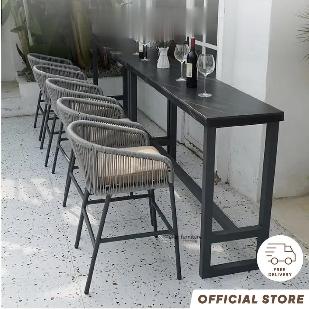 [Pre-order] Outdoor rattan chairs, bar chairs, bar stools, high stools, retro bar tables, rattan woven furniture customization-Smart-Living