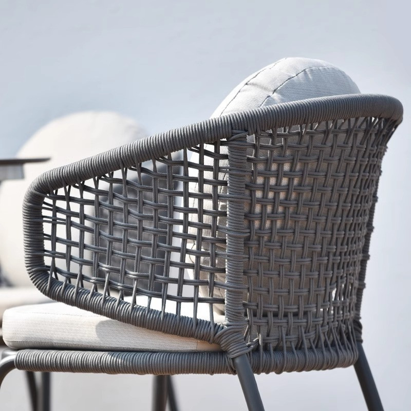 [Pre-order]  High end outdoor rope woven tables and chairs, villa courtyard art woven chairs, outdoor rattan woven leisure tables-Smart-Living