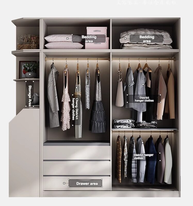 [Pre-order]  Sliding door wardrobe Household bedroom small apartment modern simple assembly of storage cabinets travel door storage cabinet large wardrobe-Smart-Living