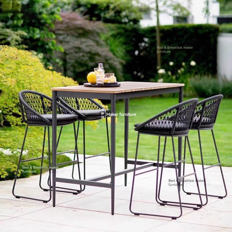 [Pre-order] Outdoor rattan chairs, bar chairs, bar stools, high stools, retro bar tables, rattan woven furniture customization-Smart-Living