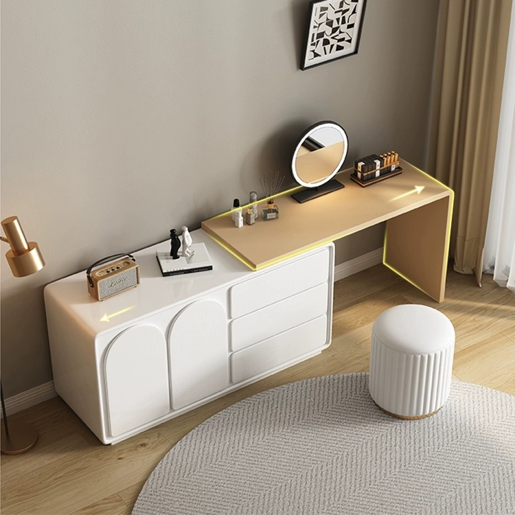 [Pre-order]  Dressing table bedroom simple modern bed end cabinet can be extended and reduced unit size 40cm makeup cabinet bucket cabinet integrated makeup table-Smart-Living