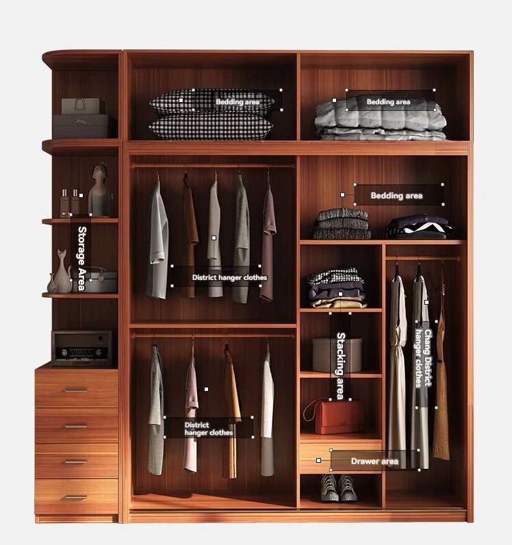 [Pre-order]  Pear color sliding door wardrobe Bedroom household small modern simple storage storage cabinet sliding door wardrobe-Smart-Living