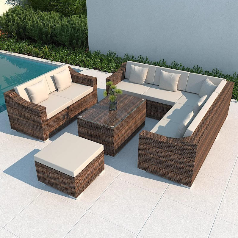 [Pre-order]  Outdoor Sofa Courtyard Terrace Balcony Three-person Leisure Living Room Combination Rattan Outdoor Rattan Chair Rattan-Smart-Living