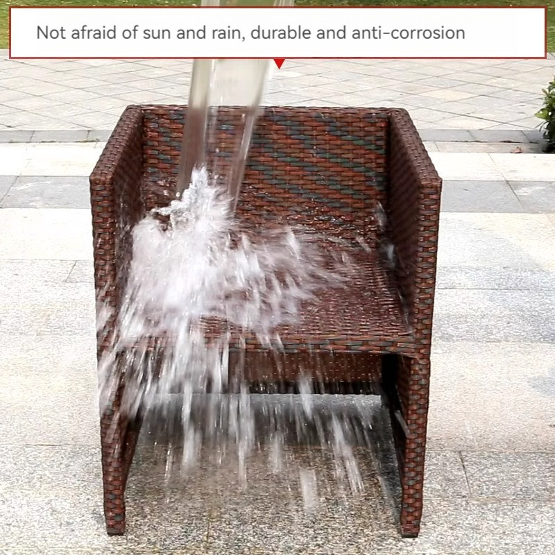 [Pre-order]  Outdoor table, chair, rattan chair combination, courtyard, leisure rattan weaving terrace, outdoor villa, courtyard-Smart-Living