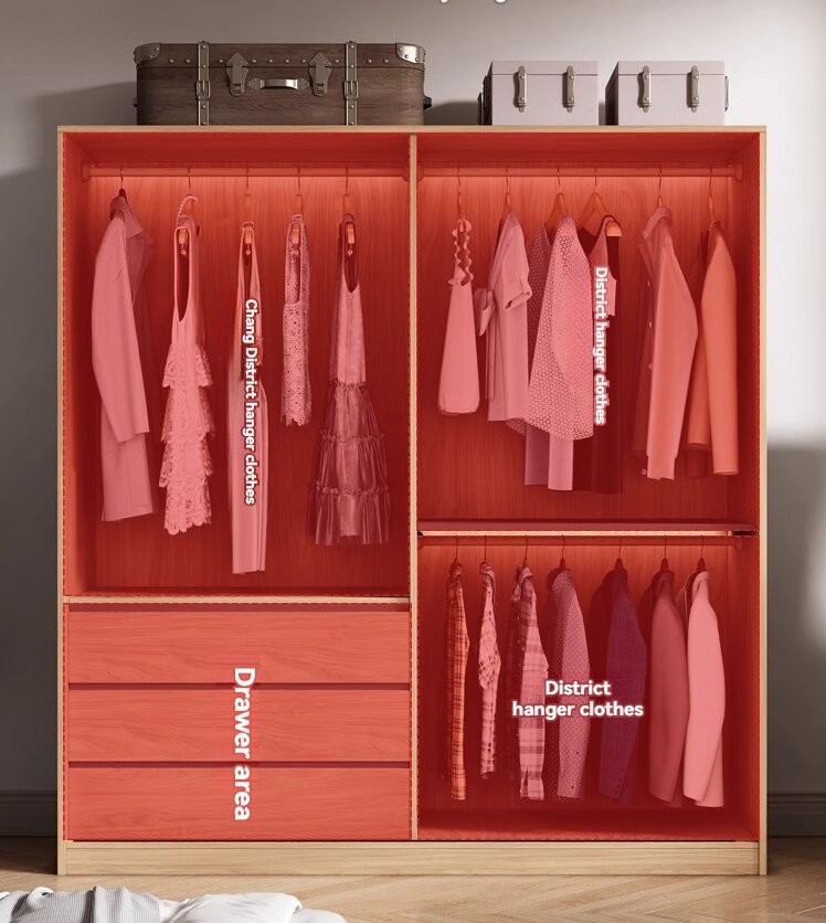 [Pre-order]  Nordic sliding door wardrobe bedroom home simple small unit trip door log wind combination Japanese storage wardrobe-Smart-Living