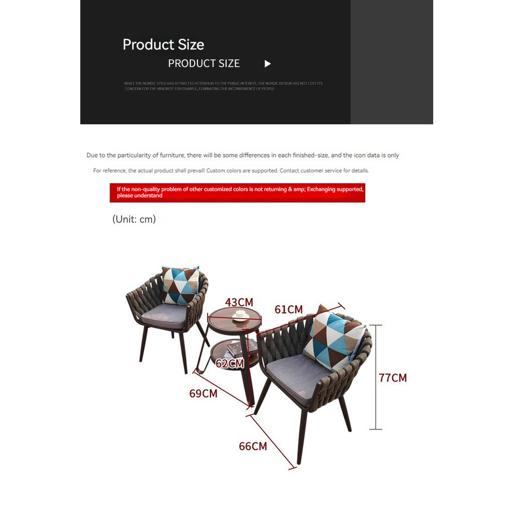 [Pre-order] Outdoor North Ouyang Terrace Small Tables and Chairs Tea Table Vine Chair Net Red Outdoor Waterproof Sunscreen-Smart-Living