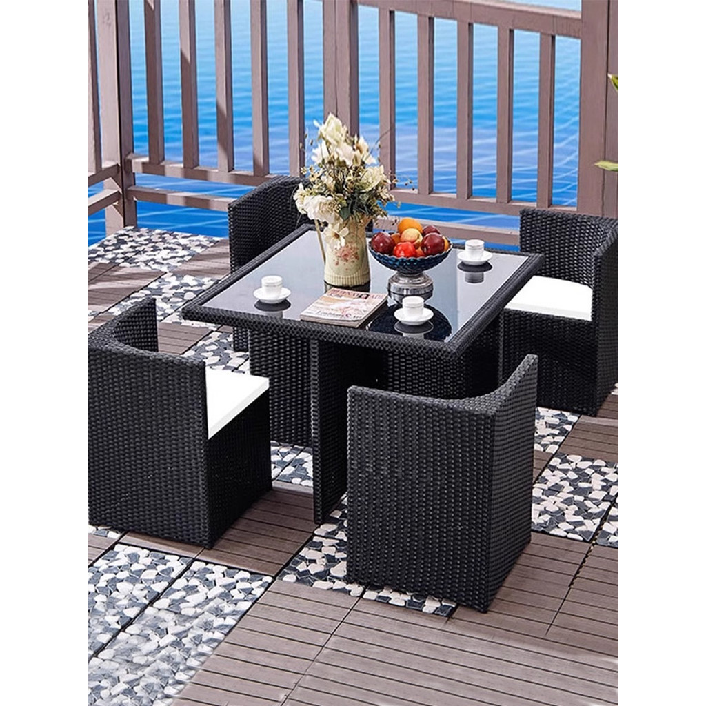 [Pre-order]  Outdoor garden courtyard leisure rattan weaving table and chair combination outdoor outdoor outdoor balcony-Smart-Living
