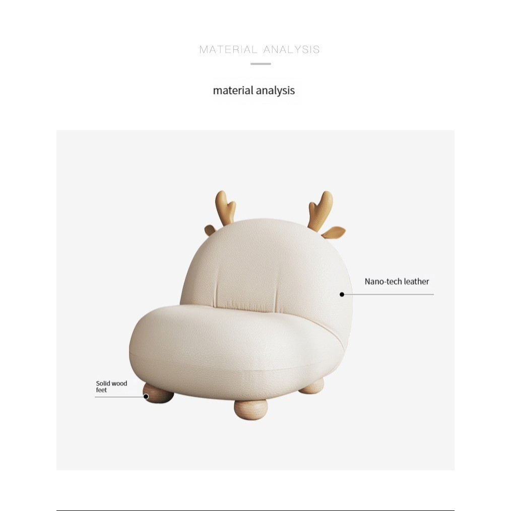 [Pre-order]  Deer Chair Children's Single Sofa Solid WoodBaby Reading Chair Animal Stool Cute Mini Aesthetics Lazy Sofa-Smart-Living