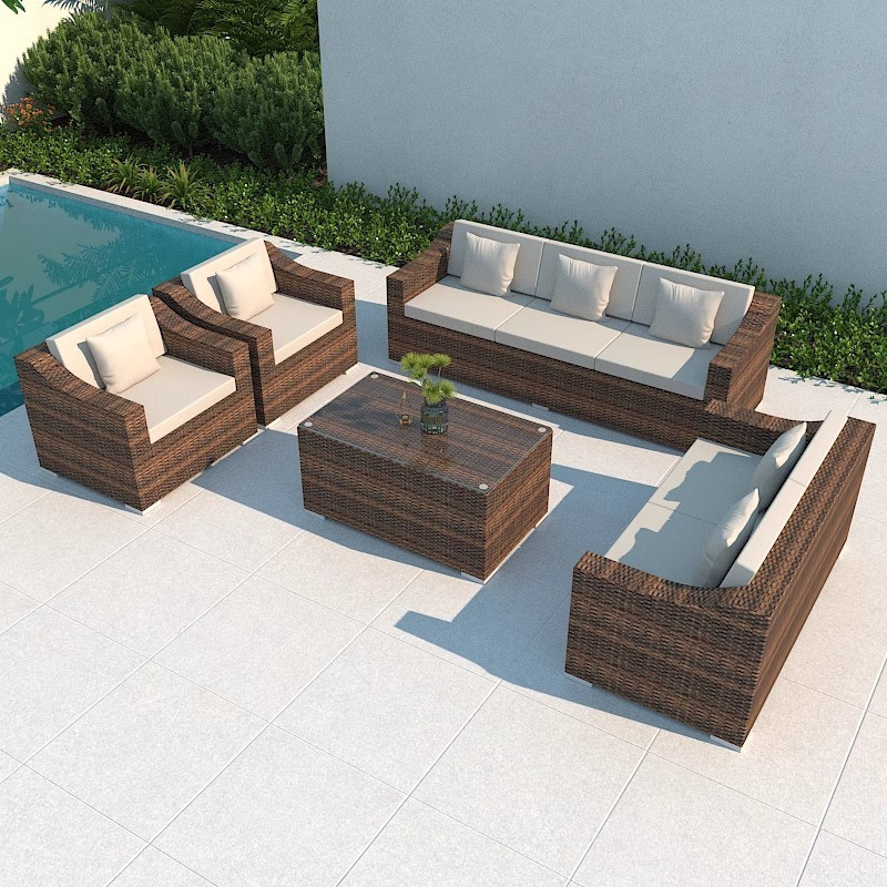 [Pre-order]  Outdoor Sofa Courtyard Terrace Balcony Three-person Leisure Living Room Combination Rattan Outdoor Rattan Chair Rattan-Smart-Living