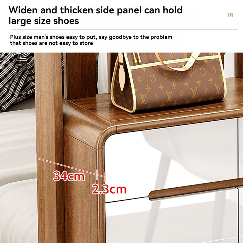 [Pre-order]  Entry Partition Hanger Shoe Cabinet Large Capacity Multi-Functional Storage Cabinet At the Door Solid Wood Frame Seating One-Smart-Living