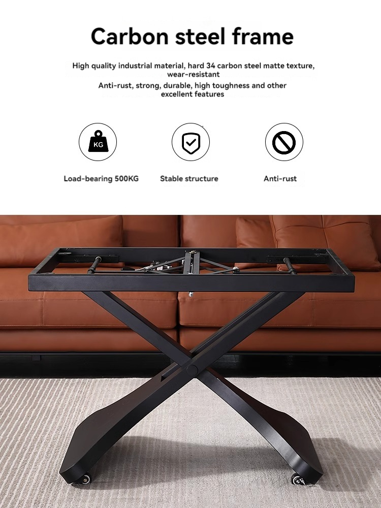 【Showroom】Multi-functional rock plate lift coffee table dining table dual-use Italian small household all-in-one household living room coffee table into dining table-Smart-Living
