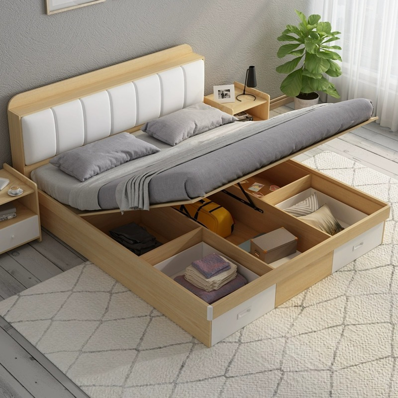 [Pre-order]  Nordic modern minimalist tatami air pressure high box storage bed 1.8m double bed 1.5m storage | master bedroom with Storage-Smart-Living
