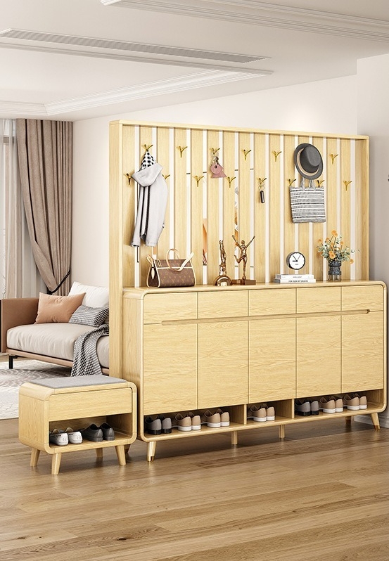 [Pre-order]  Porch hanger shoe cabinet Large capacity storage cabinet at the door of the household living room storage partition cabinet seat stool one-Smart-Living