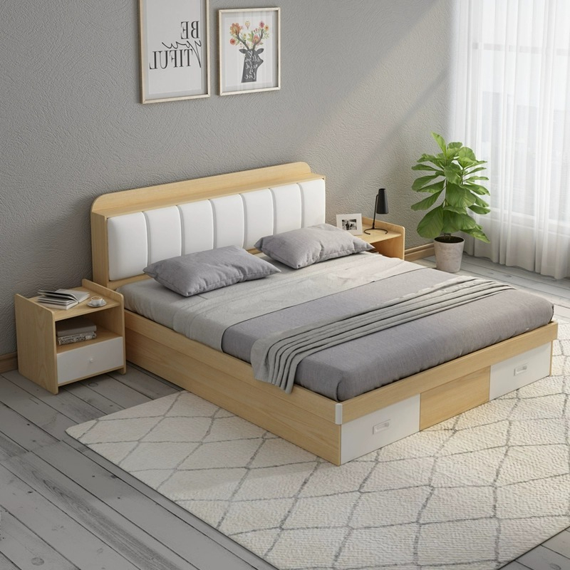 [Pre-order]  Nordic modern minimalist tatami air pressure high box storage bed 1.8m double bed 1.5m storage | master bedroom with Storage-Smart-Living
