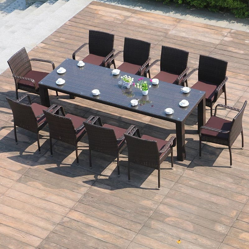 [Pre-order] Outdoor large rattan weaving dining table, chair, rattan chair, coffee table, leisure garden, imitation rattan-Smart-Living