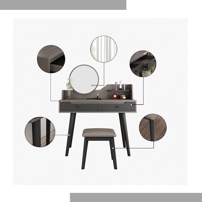 [Pre-order]  Black Oak Nordic Minimalist Varese Dressing Table DST0020ZJ -MUY -NUL-Smart-Living