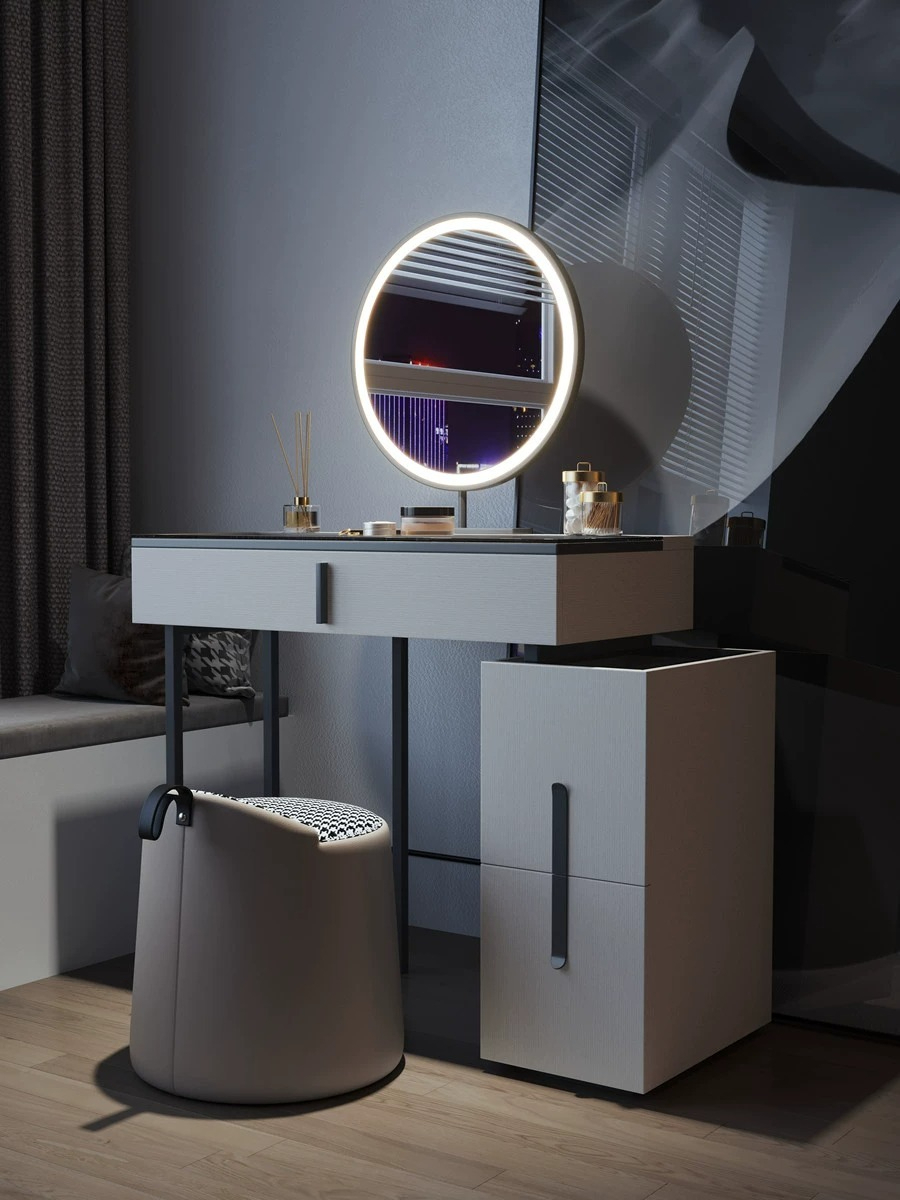 [Pre-order]  Nordic light luxury dressing table telescopic makeup table small bedroom modern network red ins wind storage cabinet integrated cabinet-Smart-Living