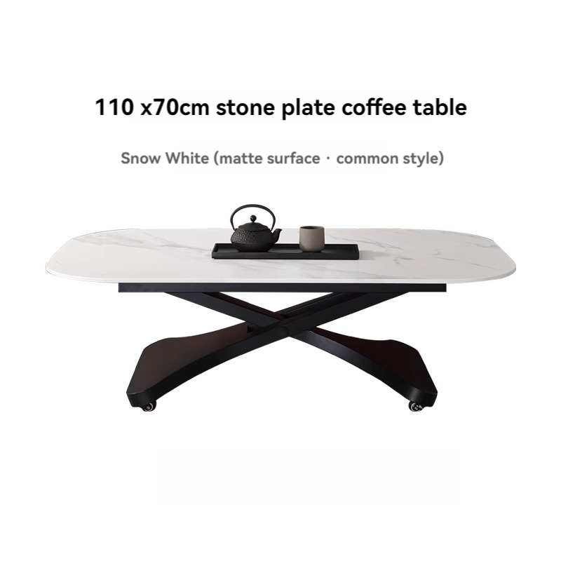 【Showroom】Multi-functional rock plate lift coffee table dining table dual-use Italian small household all-in-one household living room coffee table into dining table-Smart-Living