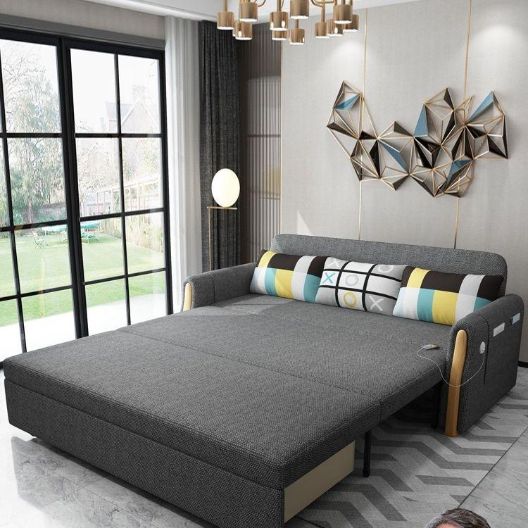 [Pre-order]Fabric sofa bed, multi-functional foldable sofa, small household, solid wood 1.5 meters, double 1.8 meters can be stored-Smart-Living