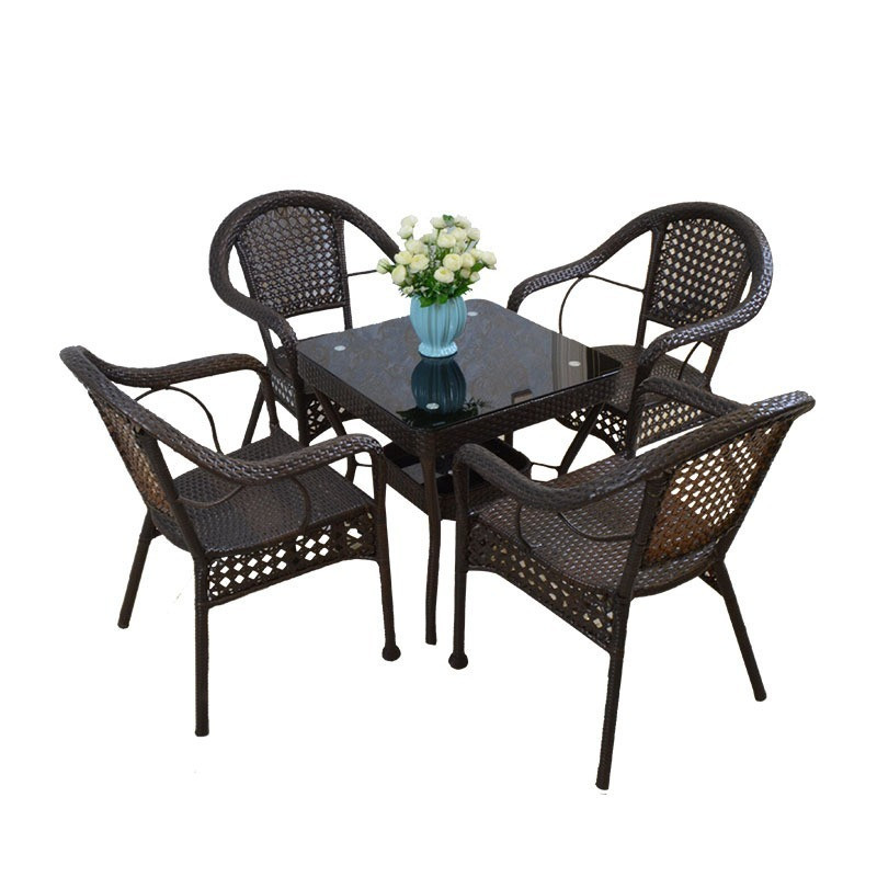 [Pre-order] Vine chair balcony table and chair leisure combination tea table iron art Tengbian five piece set backrest courtyard-Smart-Living