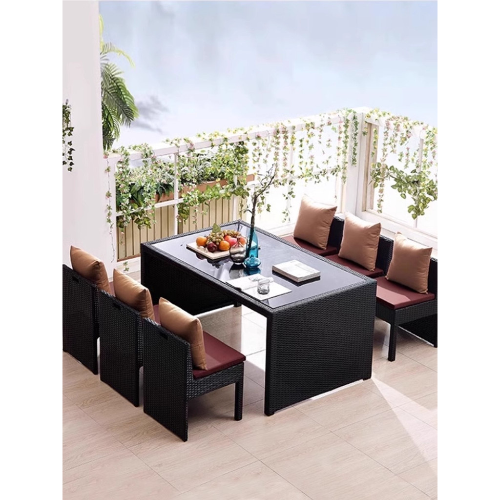[Pre-order]  Outdoor garden courtyard leisure rattan weaving table and chair combination outdoor outdoor outdoor balcony-Smart-Living