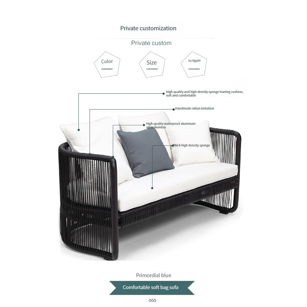 [Pre-order] Outdoor sofa, leisure courtyard garden, outdoor rattan woven sofa, outdoor waterproof and sun drying sofa, double person-Smart-Living