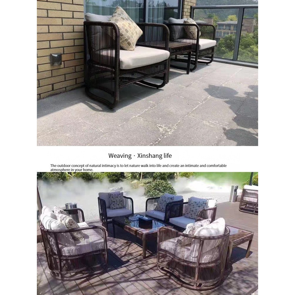 [Pre-order] Outdoor sofa, leisure courtyard garden, outdoor rattan woven sofa, outdoor waterproof and sun drying sofa, double person-Smart-Living