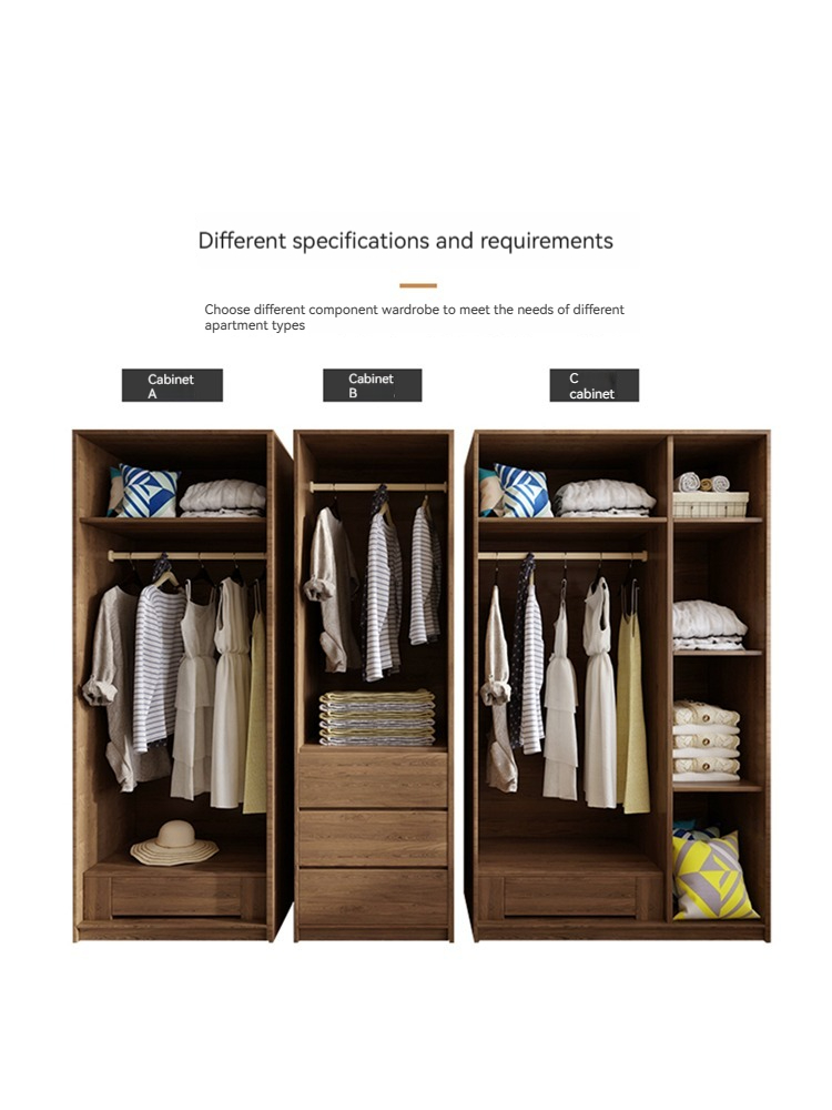 [Pre-order]  Nordic Wardrobe Modern and Simple Home Bedroom Wardrobe Sublet Two Door Three Door Assembled Solid Wood Wardrobe-Smart-Living