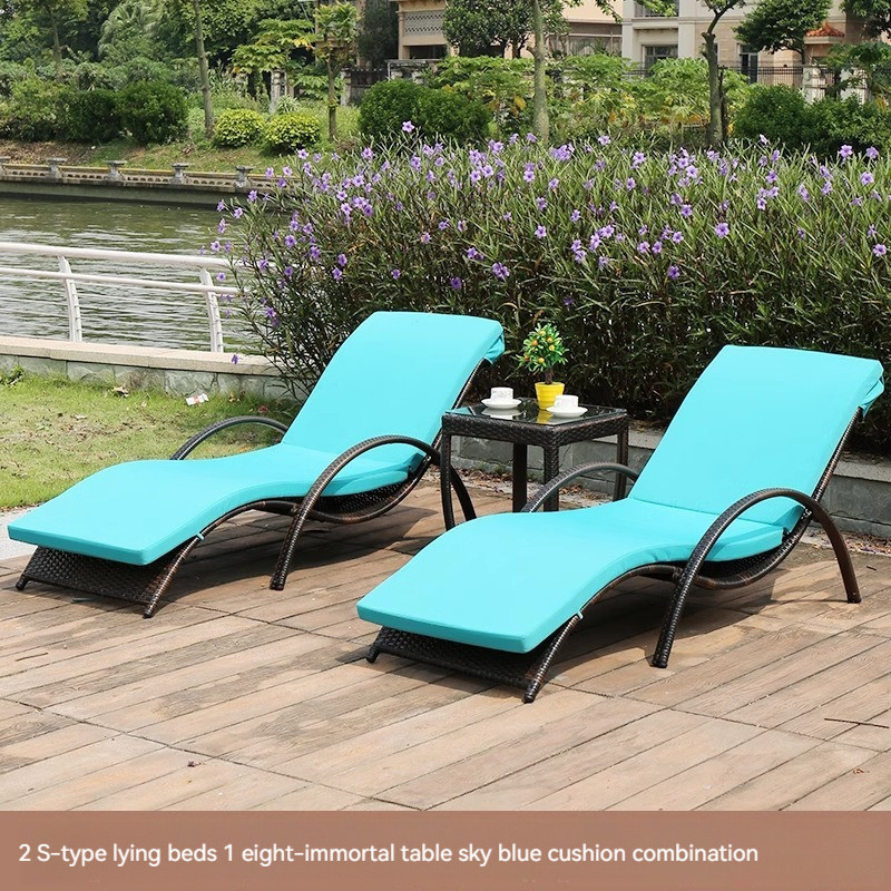[Pre-order] Outdoor rattan bed recliner balcony leisure courtyard hotel sofa sleep rest recliner swimming pool rattan woven-Smart-Living